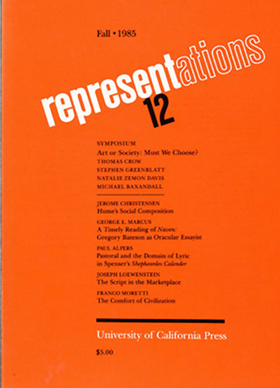 Image for Representations 12 (Fall 1985)