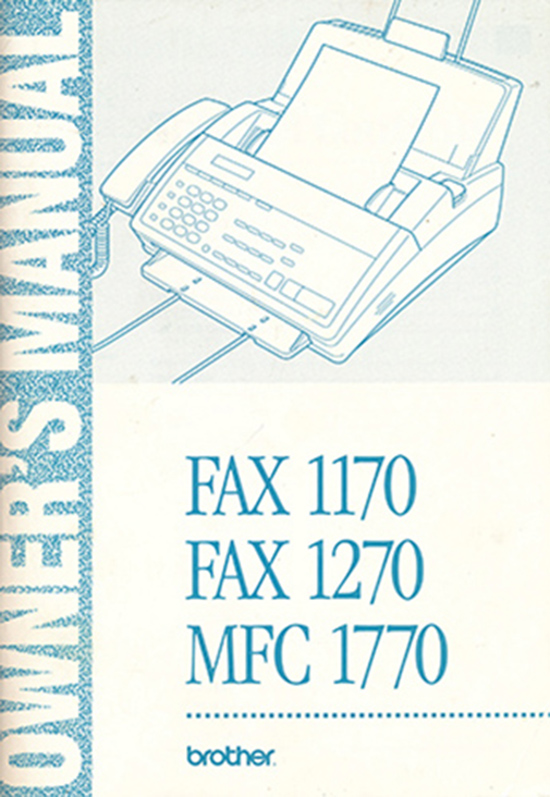 Image for Owner's Manual Fax 1170 Fax 1270 MFC 1770