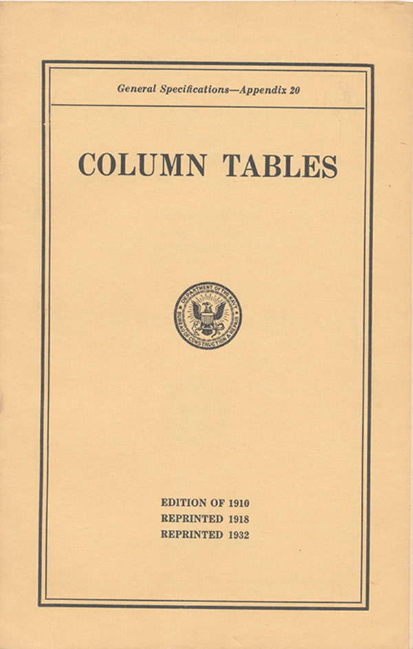 Image for Column Tables: General Specifications, Appendix 20