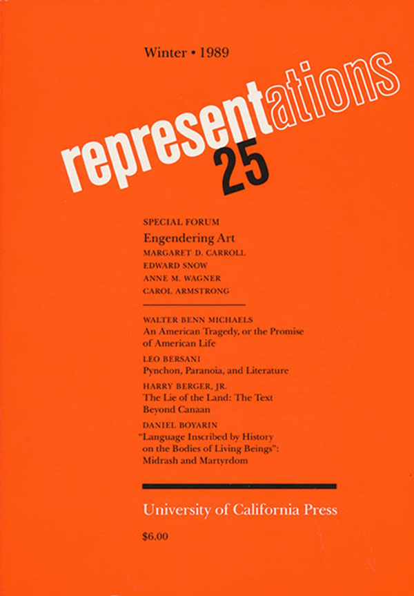 Image for Representations 25: Special Forum on Engendering Art (Winter 1989)
