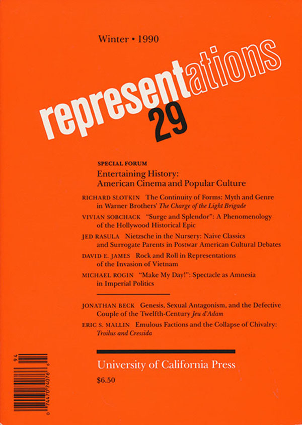Image for Representations 29: Entertaining History: American Cinema and Popular Culture (Winter 1990)