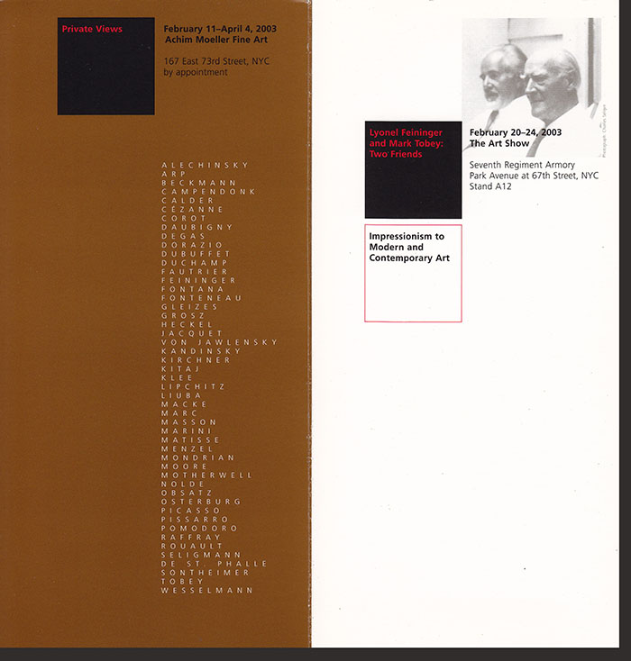 Image for Private Views and Lyonel Feininger and Mark Tobey: Two Friends (Exhibitions Brochure)