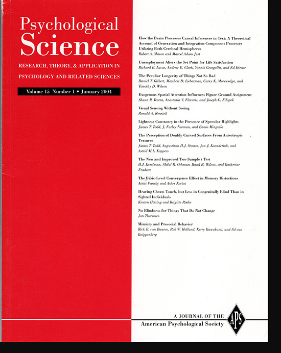 Image for Psychological Science (Vol 15, No. 1, January 2004)