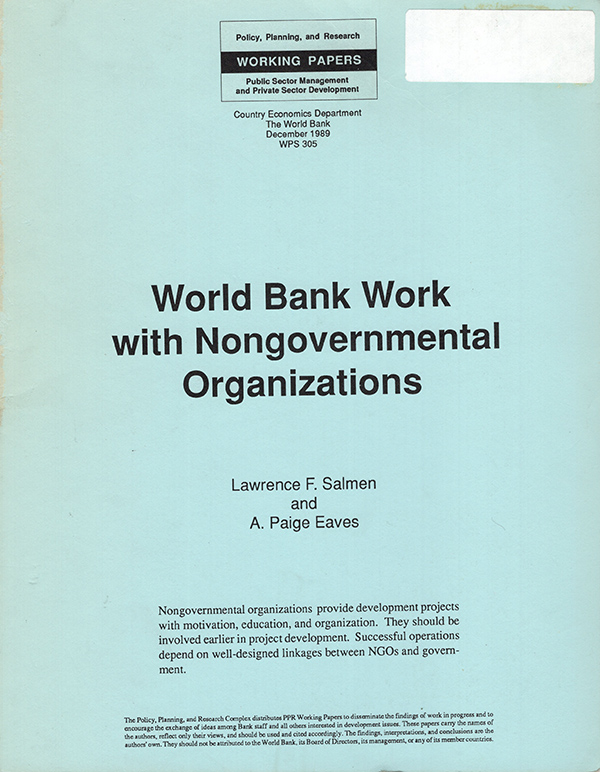 Image for World Bank Work with Nongovernmental Organizations