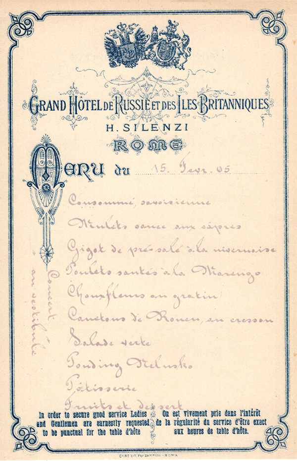 Image for Menu du 15. Fevr. 05 and Concert Program