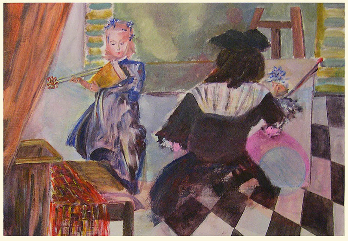 Homage to Vermeer's Art of Painting (Acrylic Painting by Amy Ione, on paper)