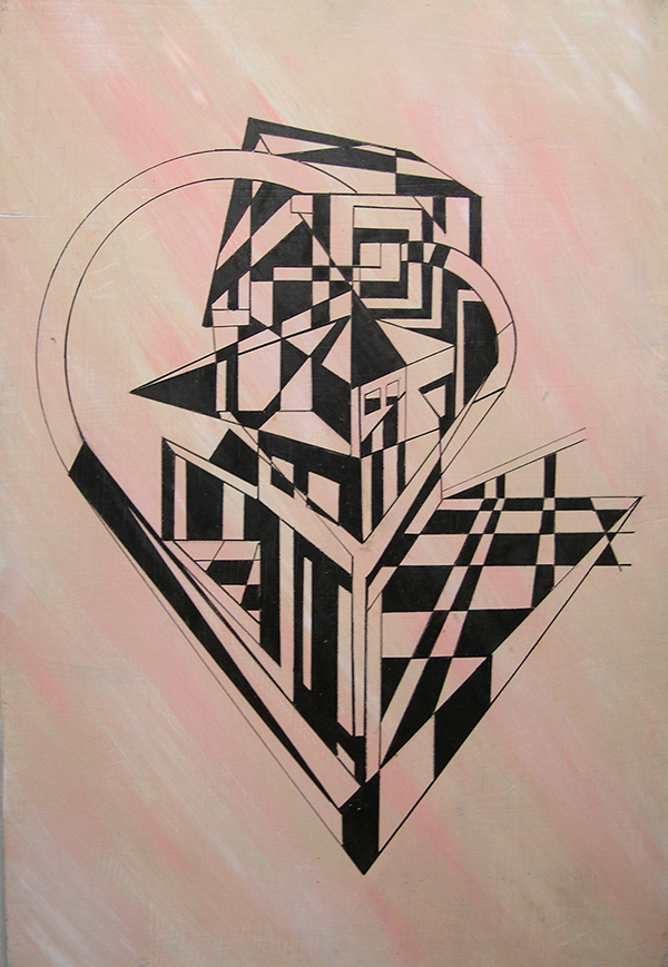 Home in my Heart (Original Oil and Ink Painting on Wood by Amy Ione)