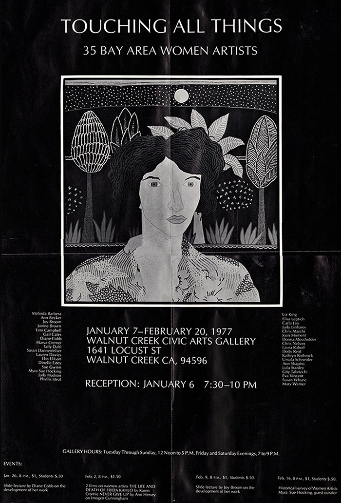 Image for Touching All Things: 35 Bay Area Women Artists, Mailer and Exhibition Poster for January 7-February 20, 1977 exhibition