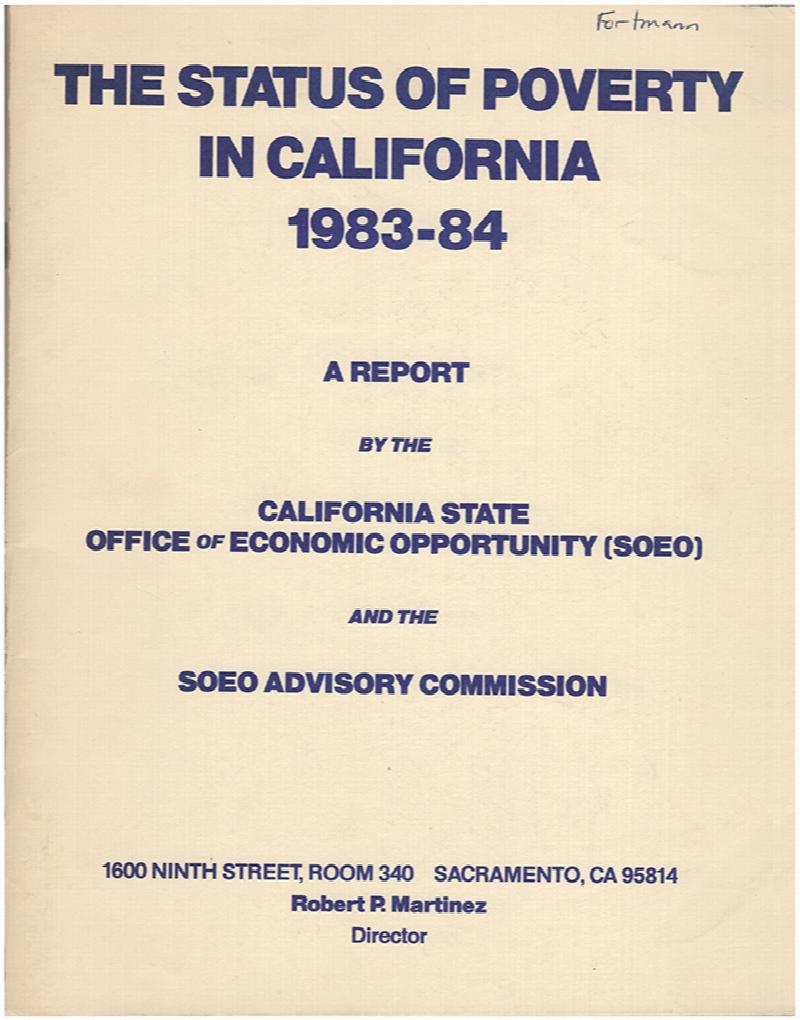 Image for The Status of Poverty in California 1983-84:  A Report