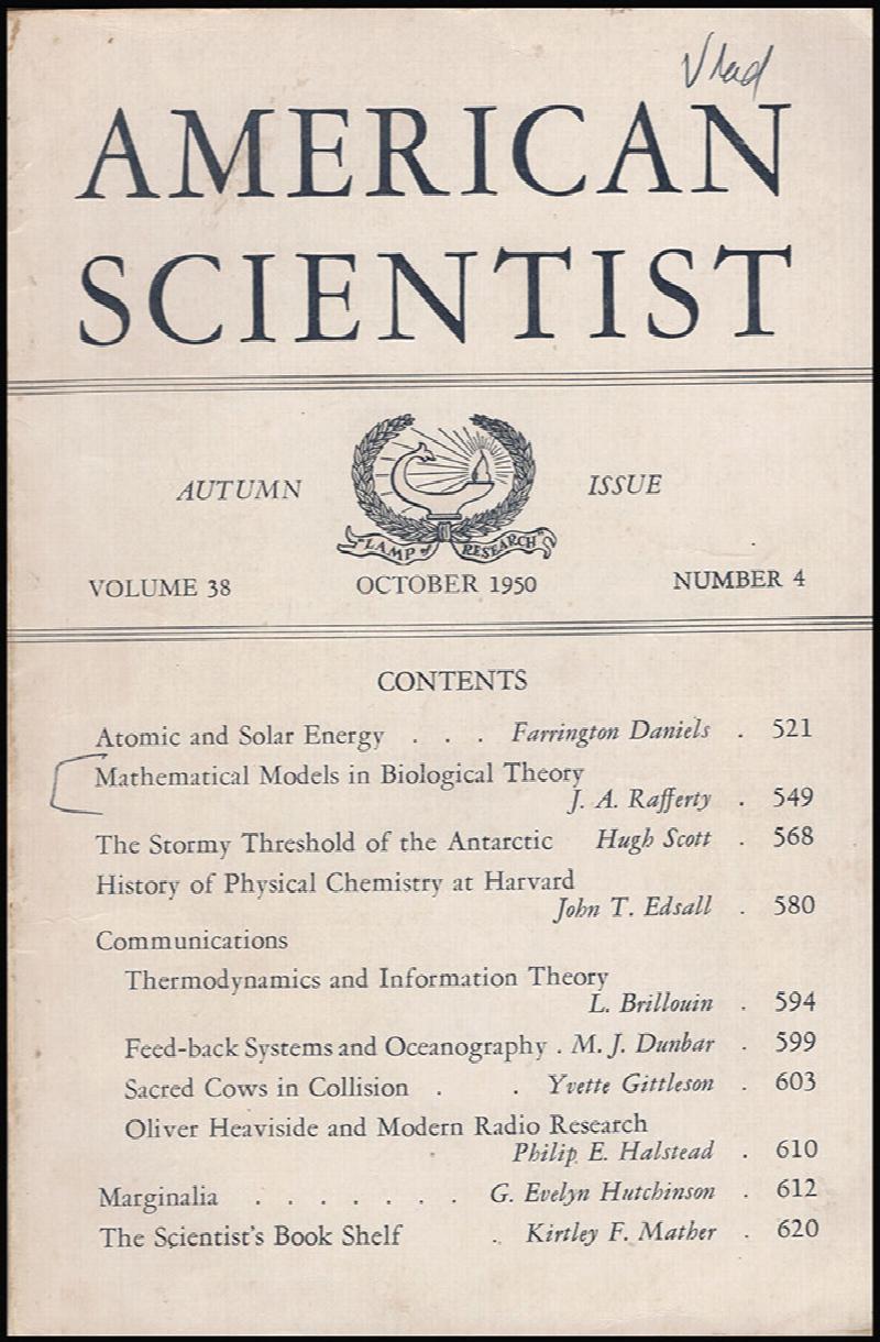 Image for American Scientist (Vol 38, Oct 1950, No. 4)
