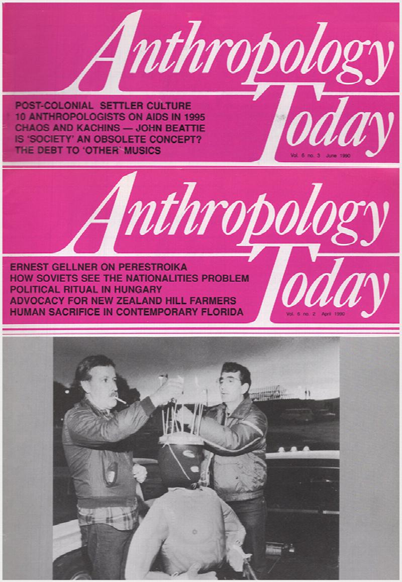 Image for Anthropology Today (Vol 6, 5 issues: April, June, August, October, December, 1990)
