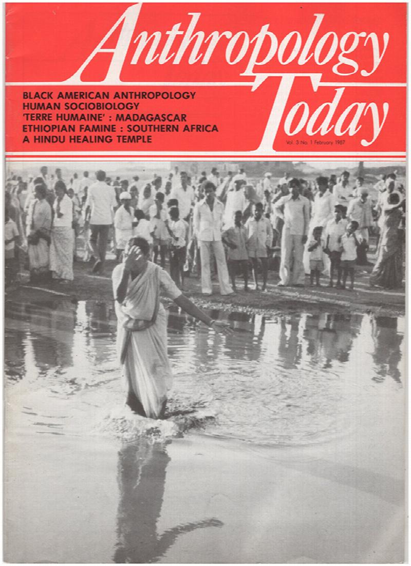 Image for Anthropology Today (Vol 3, 6 issues: February, April, June, August, October, December, 1987)