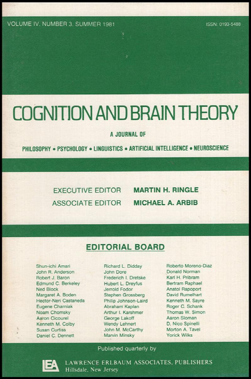 Image for Cognition and Brain Theory (Vol 4, No. 3, Summer 1981)