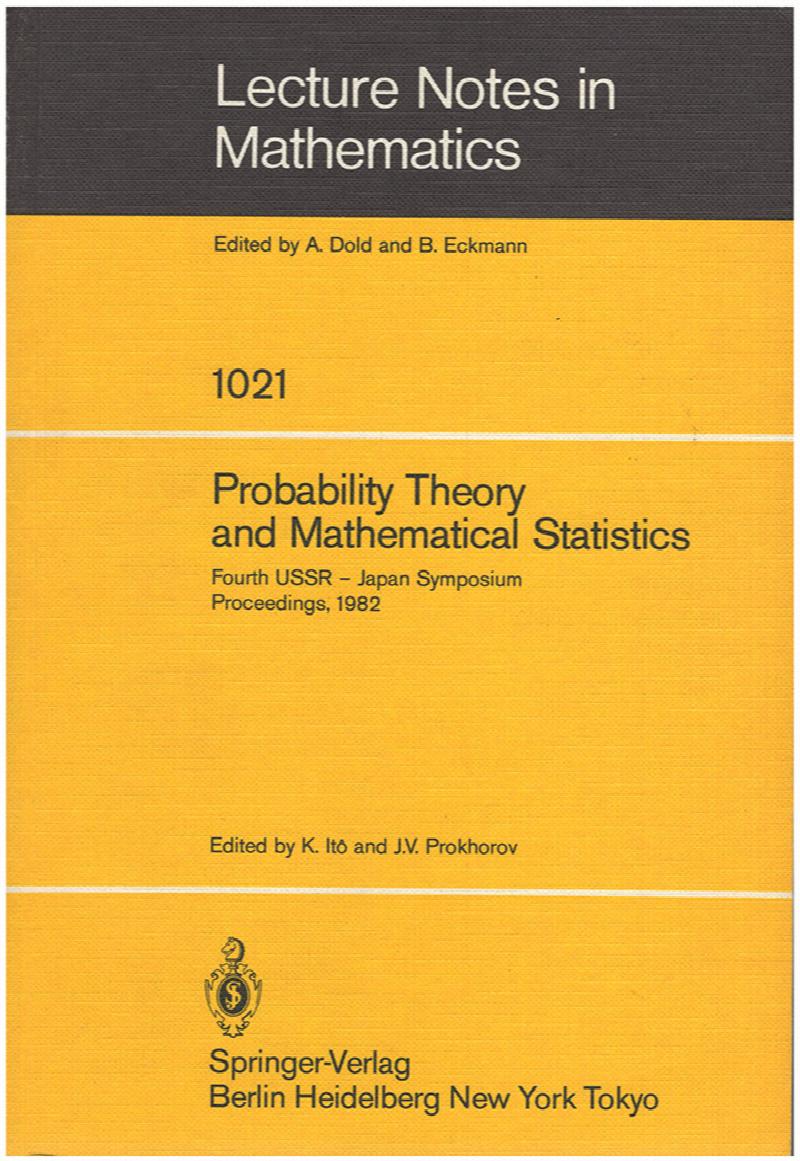 Image for Probability Theory and Mathematical Statistics: Proceedings of the Fourth USSR-Japan Symposium (Lecture Notes in Mathematics 1021)