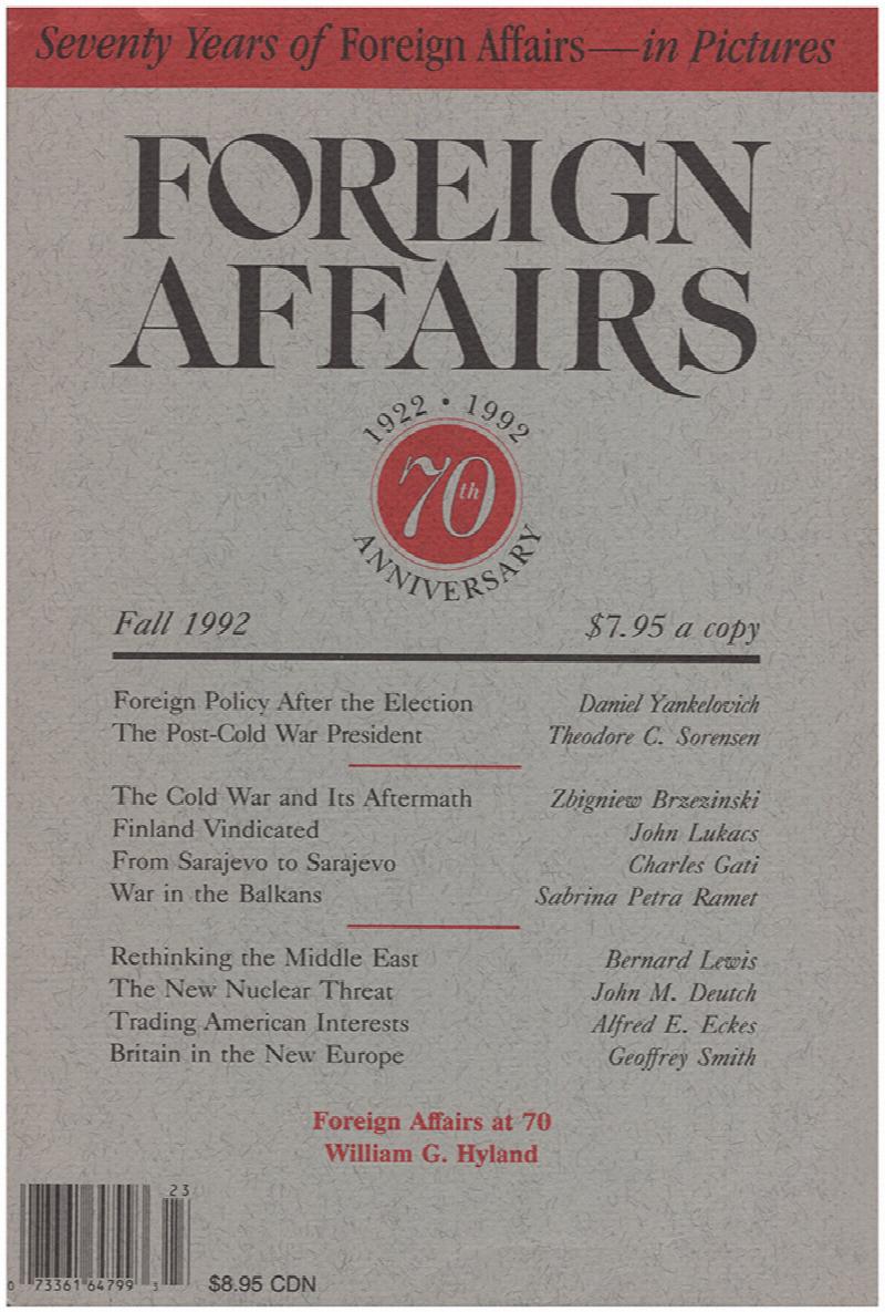 Image for Foreign Affairs (Volume 71, No. 4, Fall 1992)