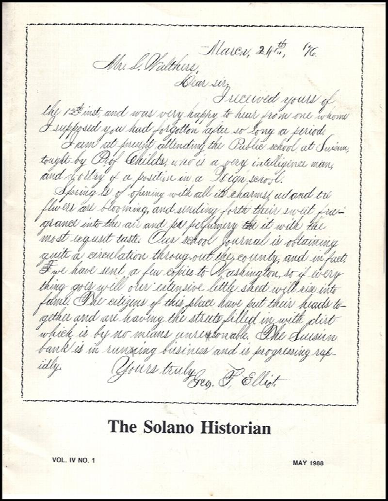 Image for The Solano Historian (Vol. IV, No. 1, May 1988)