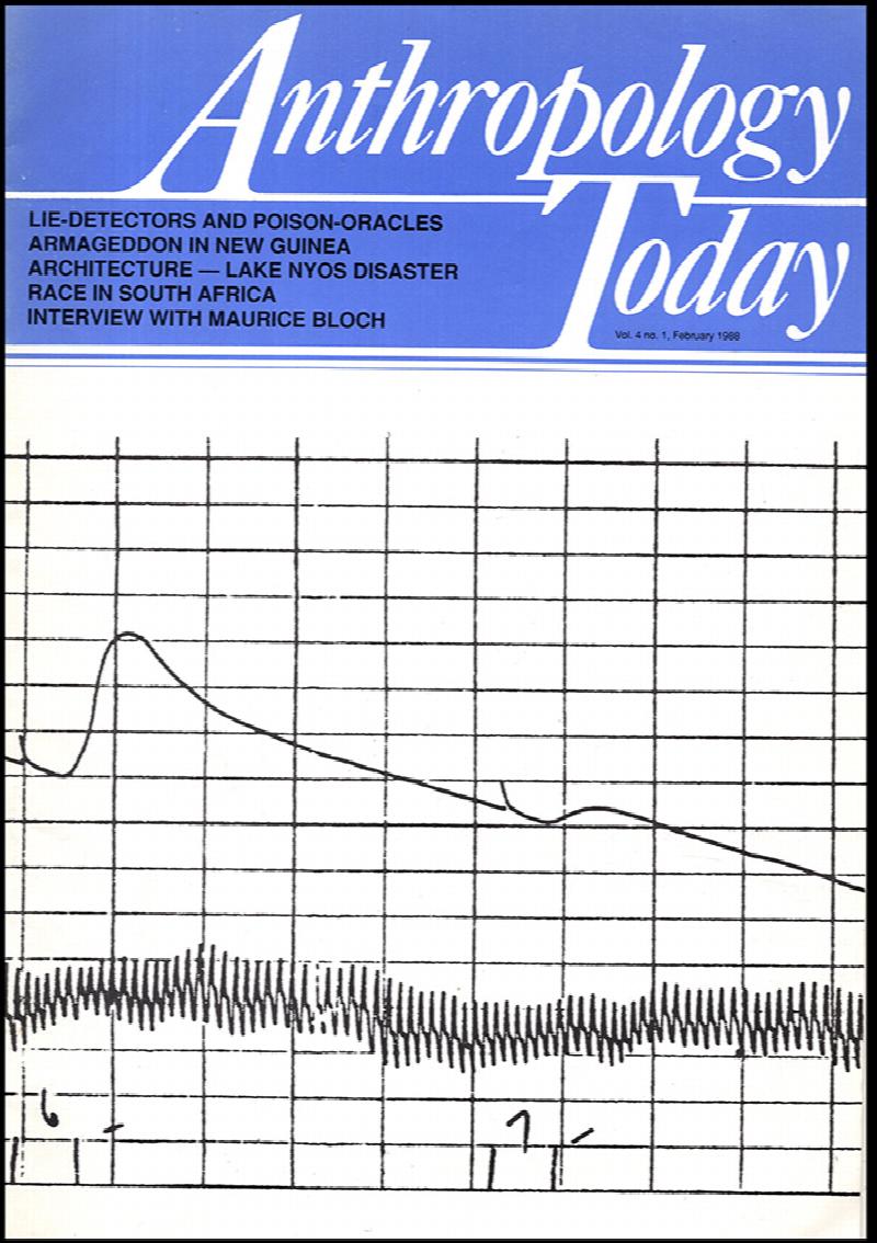 Image for Anthropology Today (Vol 4, Number 1, February 1988)