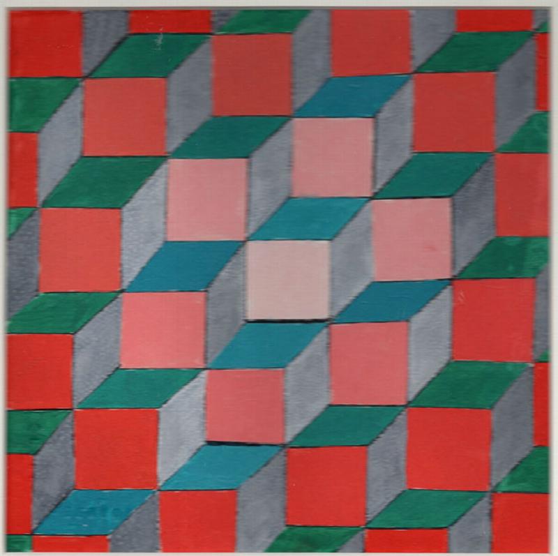 Image for Cube Study with Color Gradations Sketch (Original Painting by Amy Ione)