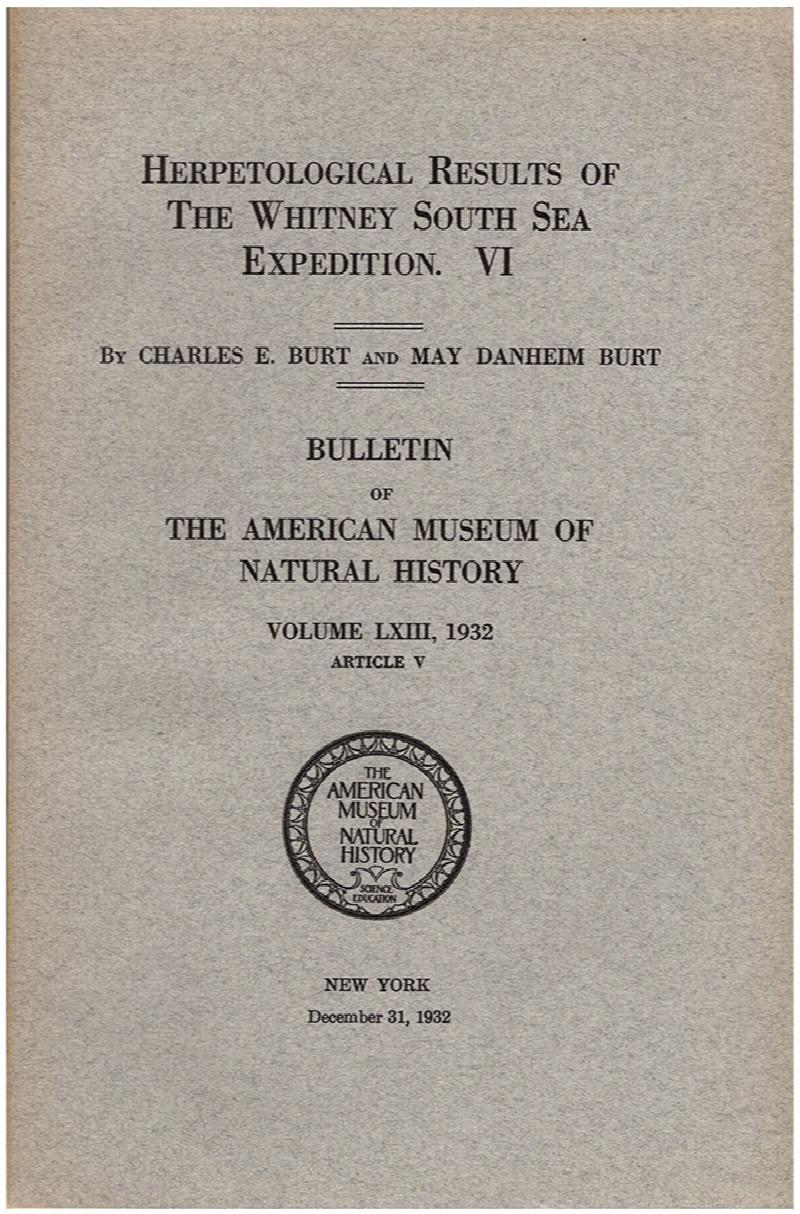 Image for Herpetological Results of the Whitney South Sea Expedition VI