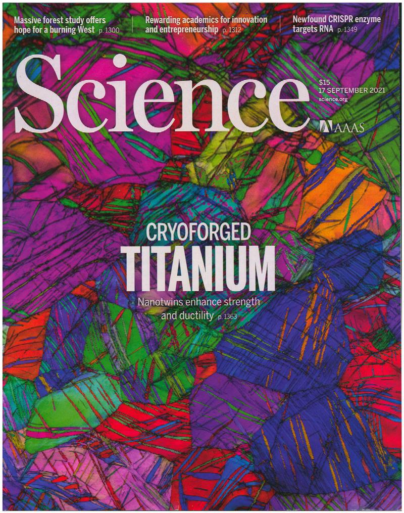 Image for Science Magazine: Cryoforged Titanium (17 September 2021, Vol 373, No 6561)