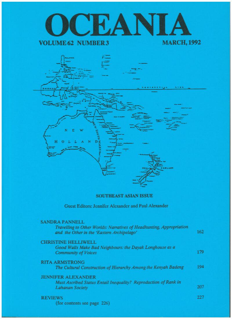 Image for Oceania Journal (March 1992, Volume 62, No. 3)