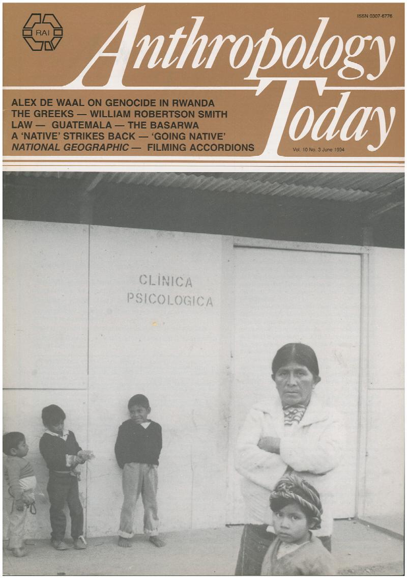 Image for Anthropology Today (Vol 10, No. 3, June 1994)