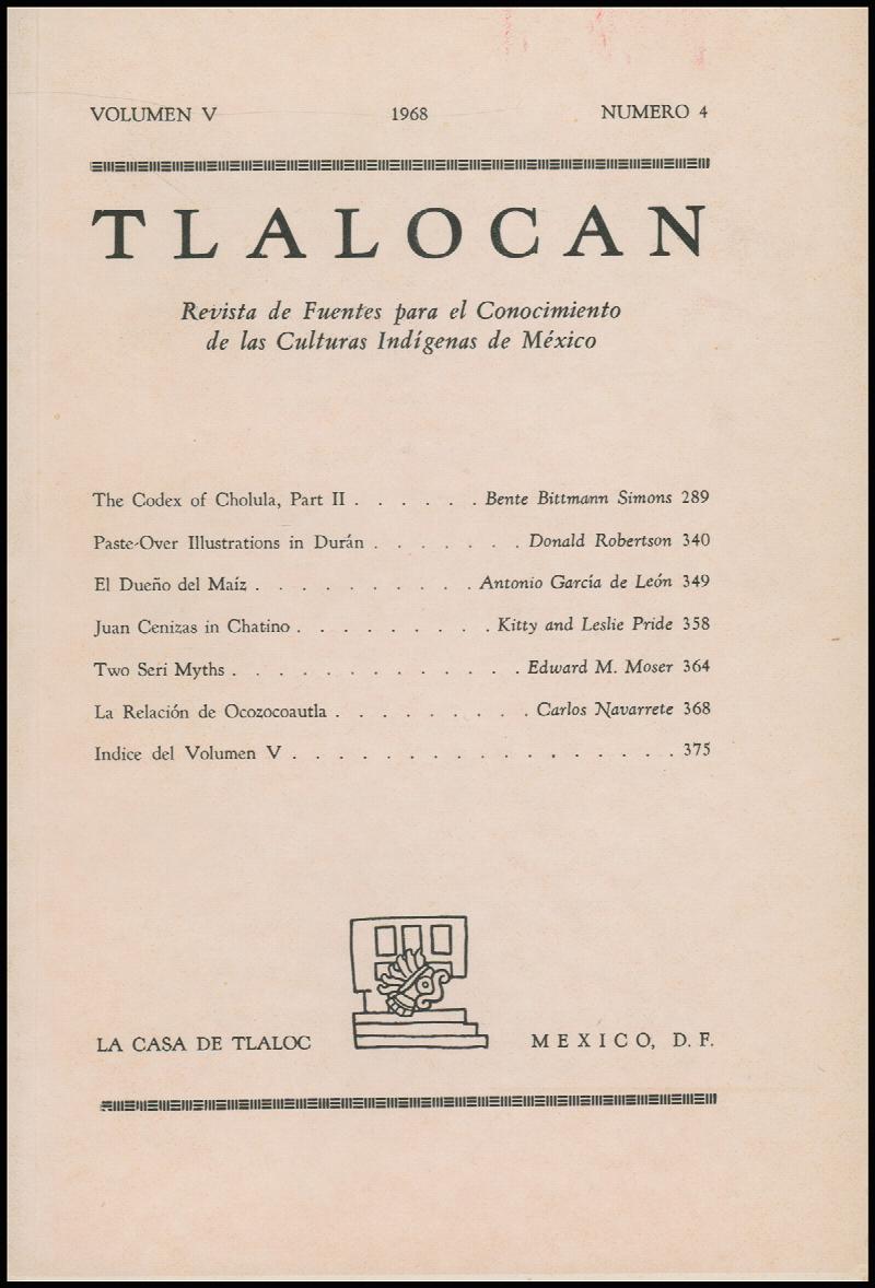 Image for Tlalocan: A Journal of Source Materials on the Native Cultures of Mexico (Vol V, 1968, Numero 4)