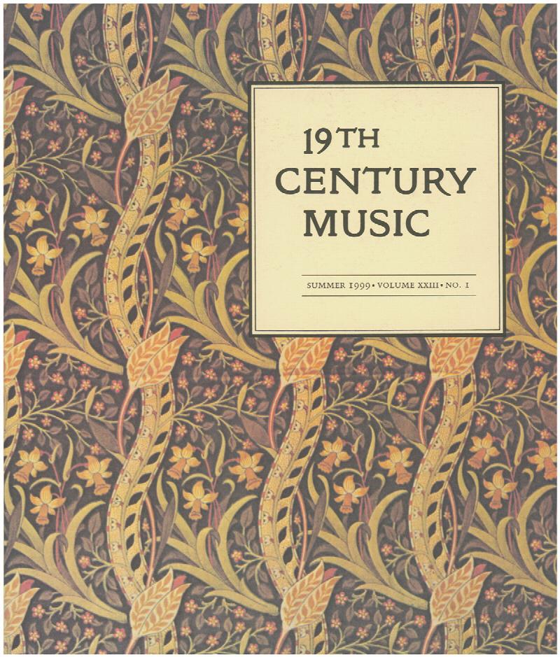 Image for 19th Century Music: (Summer 1999, Volume XXIII, No. 1)