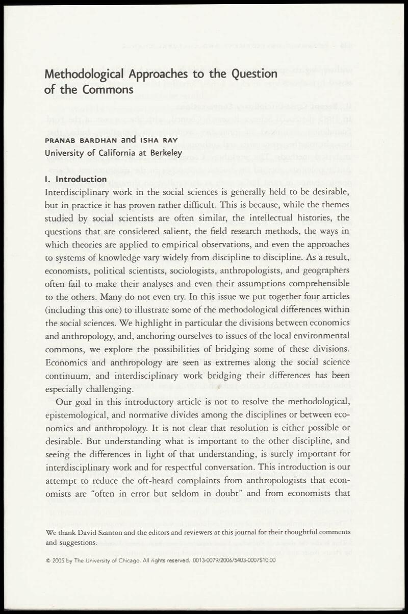 Image for Offprint: Methodological Approaches to the Question of the Commons
