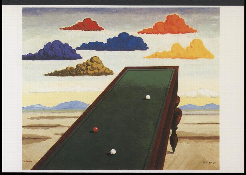 Image for Postcards (2): Elizabeth Murray (Children Meeting, 1978) and Man Ray (La Fortune, 1938)