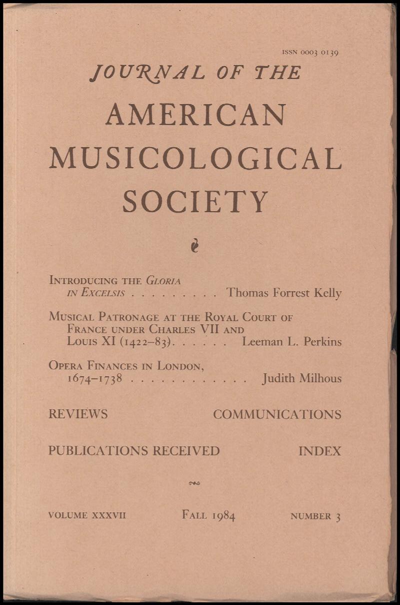 Image for Journal of the American Musicological Society (Volume XXXVII, Number 1, Fall 1984)