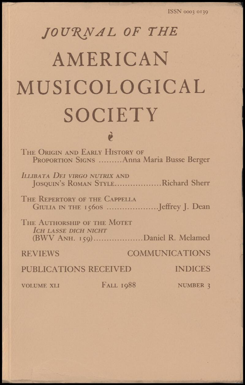 Image for Journal of the American Musicological Society (Volume XLI, Number 3, Fall 1984)