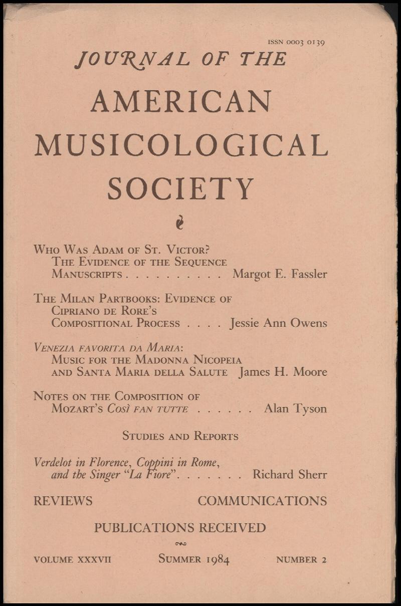 Image for Journal of the American Musicological Society (Volume XXXVII, Number 2, Summer 1984)
