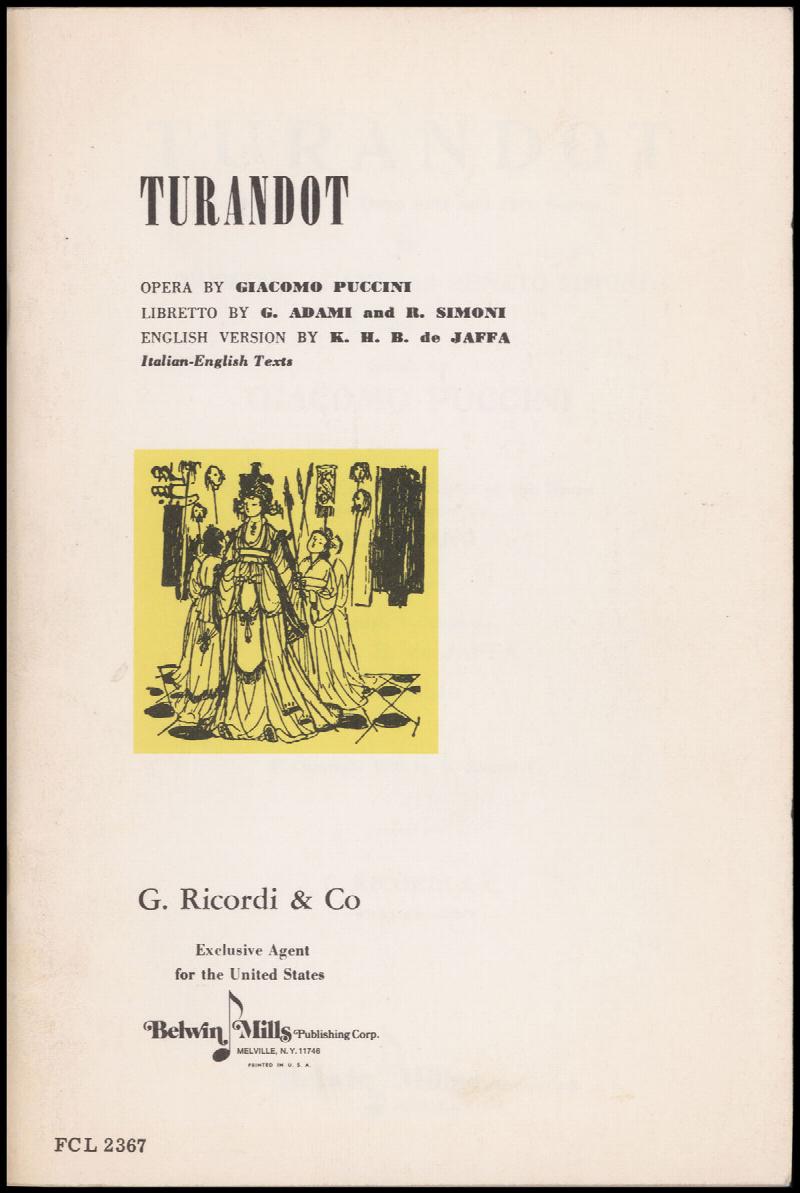 Image for Turandot: Lyric Drama in Three Acts and Five Scenes