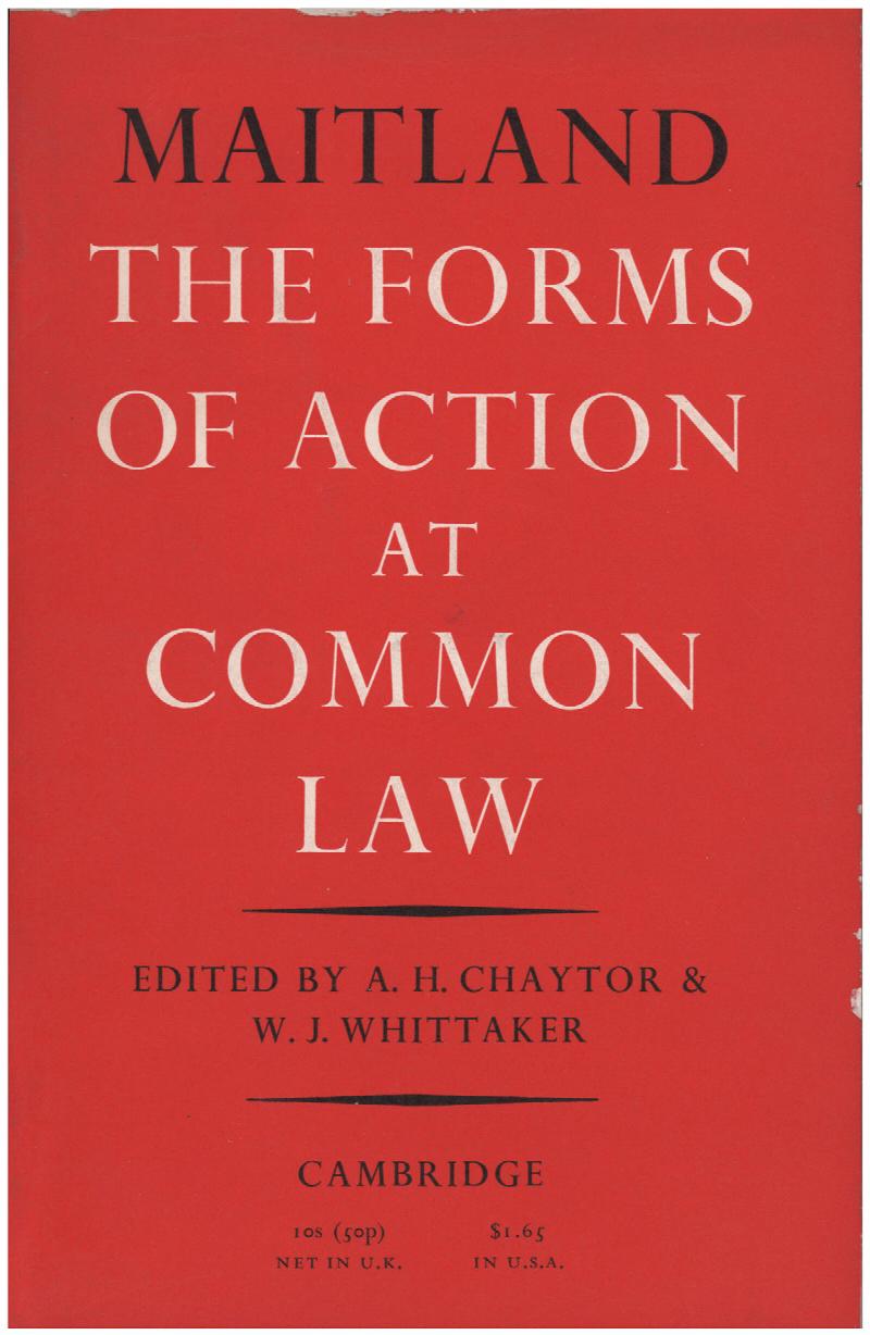 Image for The Forms of Action at Common Law: A Course of Lectures