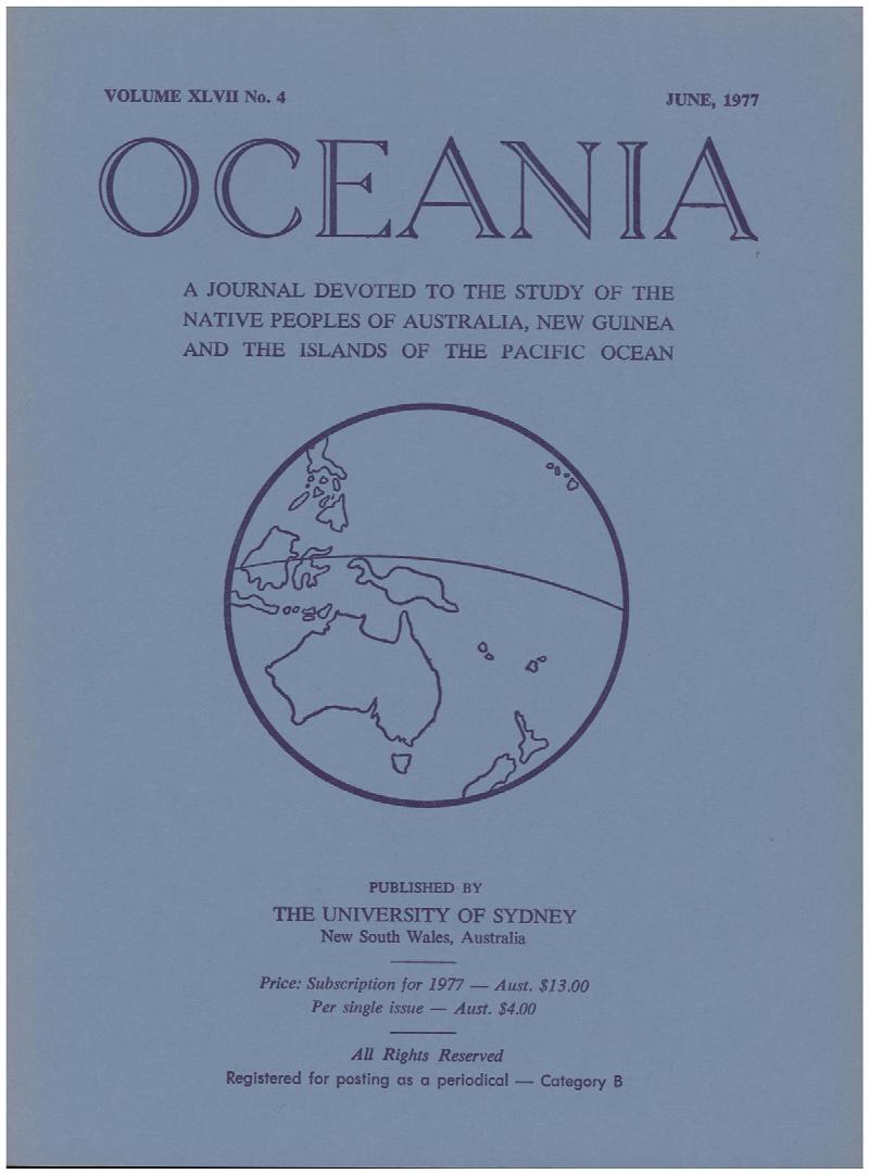 Image for Oceania Journal (June 1977, Volume XLVII, No. 4)