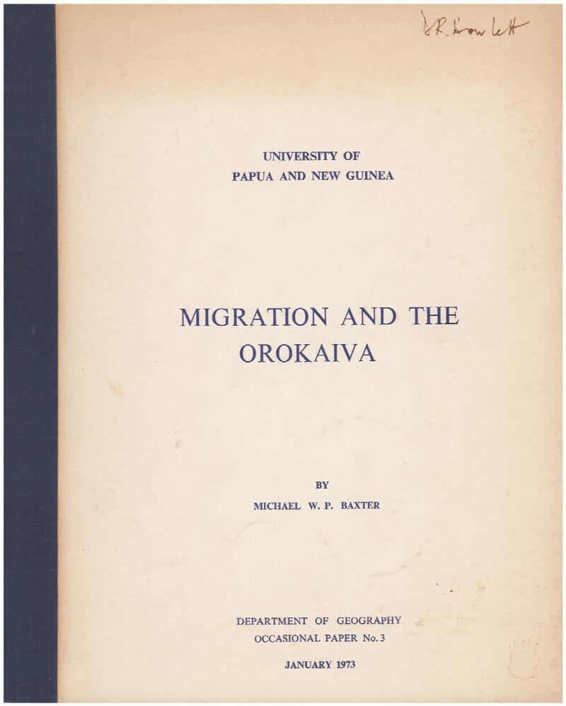 Image for Migration and the Orokaiva (Occasional Paper 3)