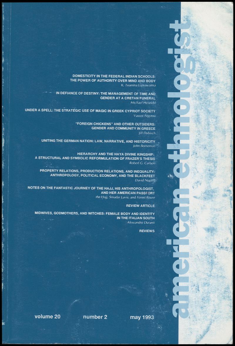 Image for American Ethnologist (Volume 20, Number 2, May 1993)