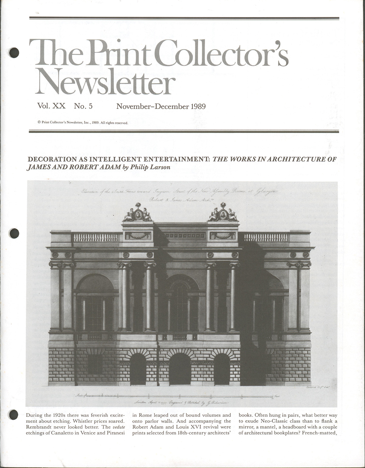 The Print Collector's Newsletter (Volume XX, Issues 1-5, 1989)