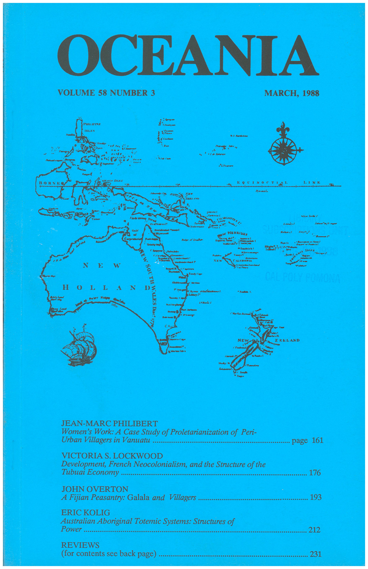 Oceania Journal (Volume 58, No. 3, March, 1988)