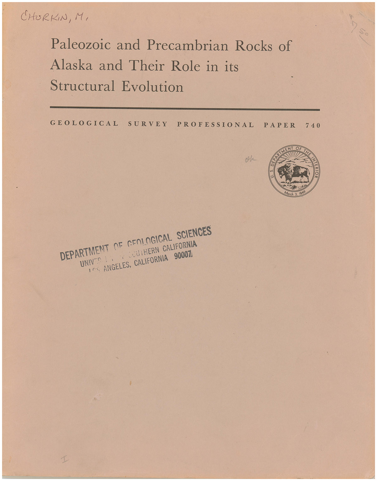 Paleozoic and Precambrian Rocks of Alaska and Their Role in its Structural Evolution (United States Geological Survey Professional Paper 740)