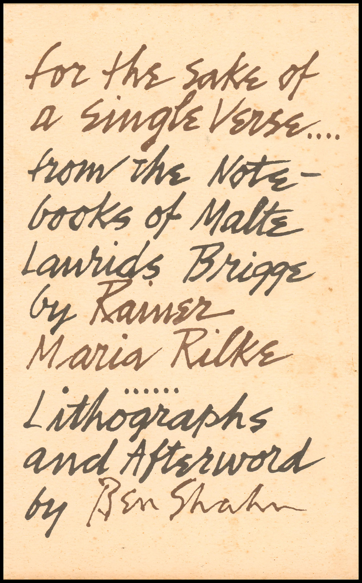 Ben Shahn Lithographs (March 7-April 2, 1968, Galeria Colibri)