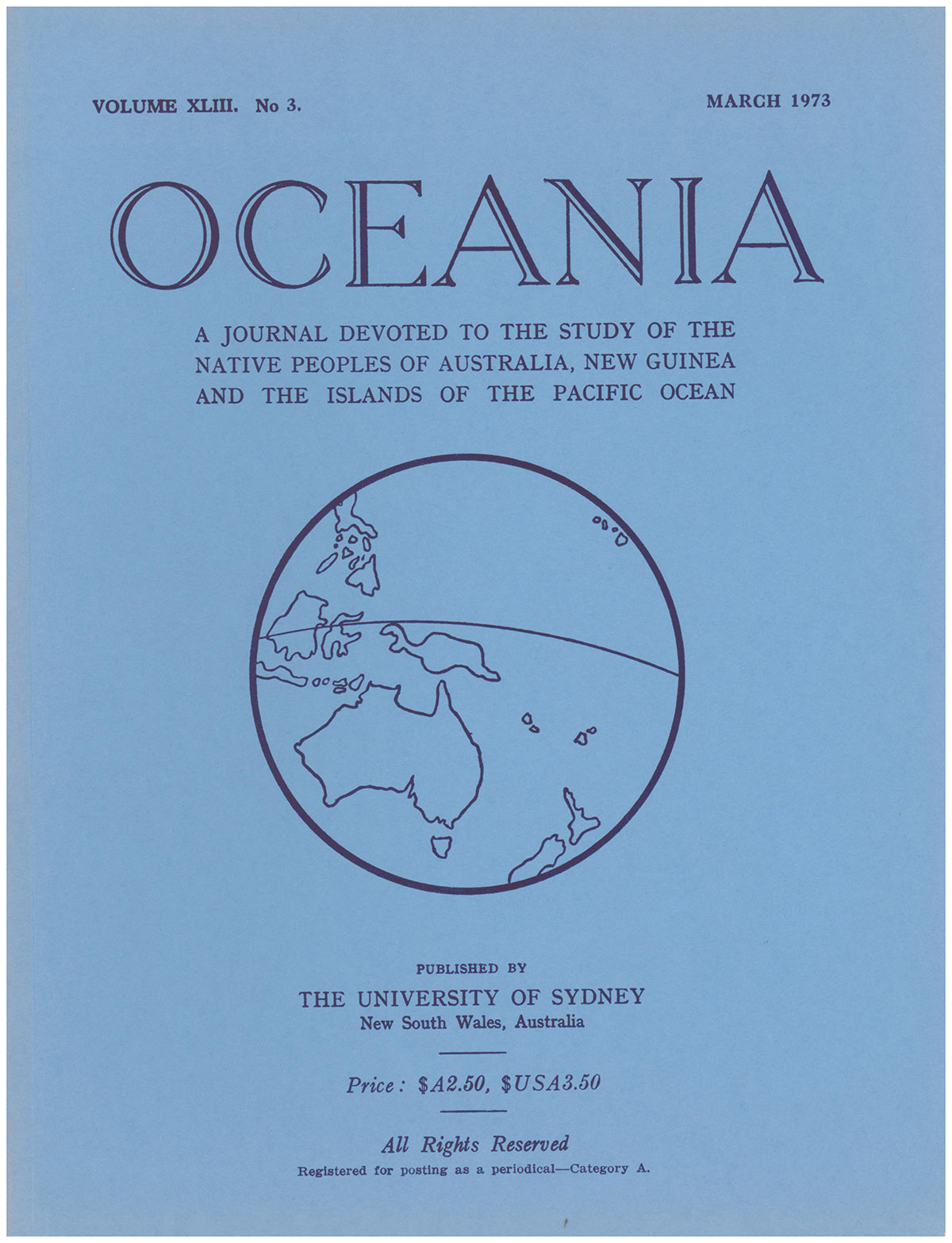 Oceania Journal (March 1973, Volume XLIII, No. 3)