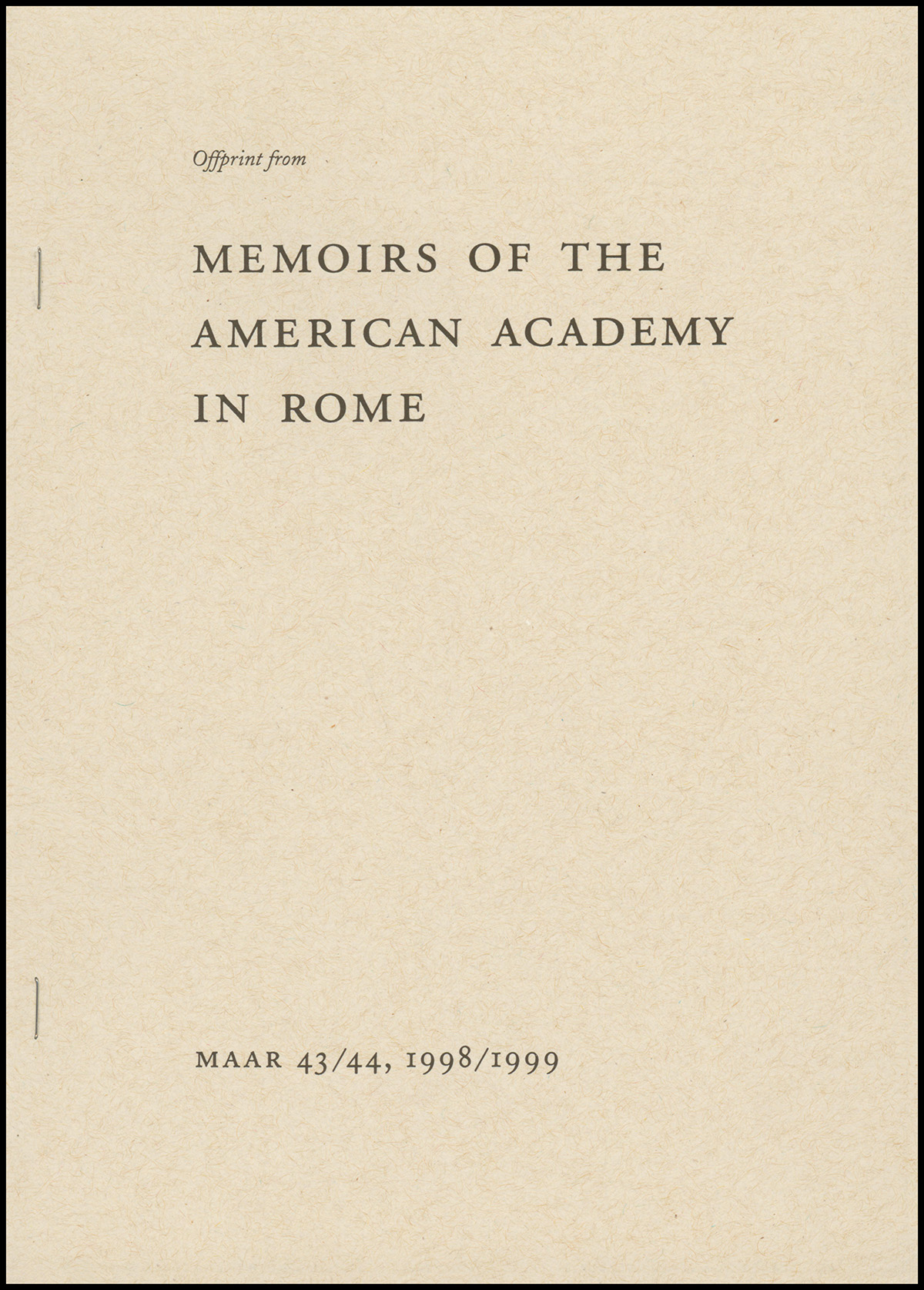 Interior Staircases in Western Greek Temples (Offprint from the American Academy in Rome)