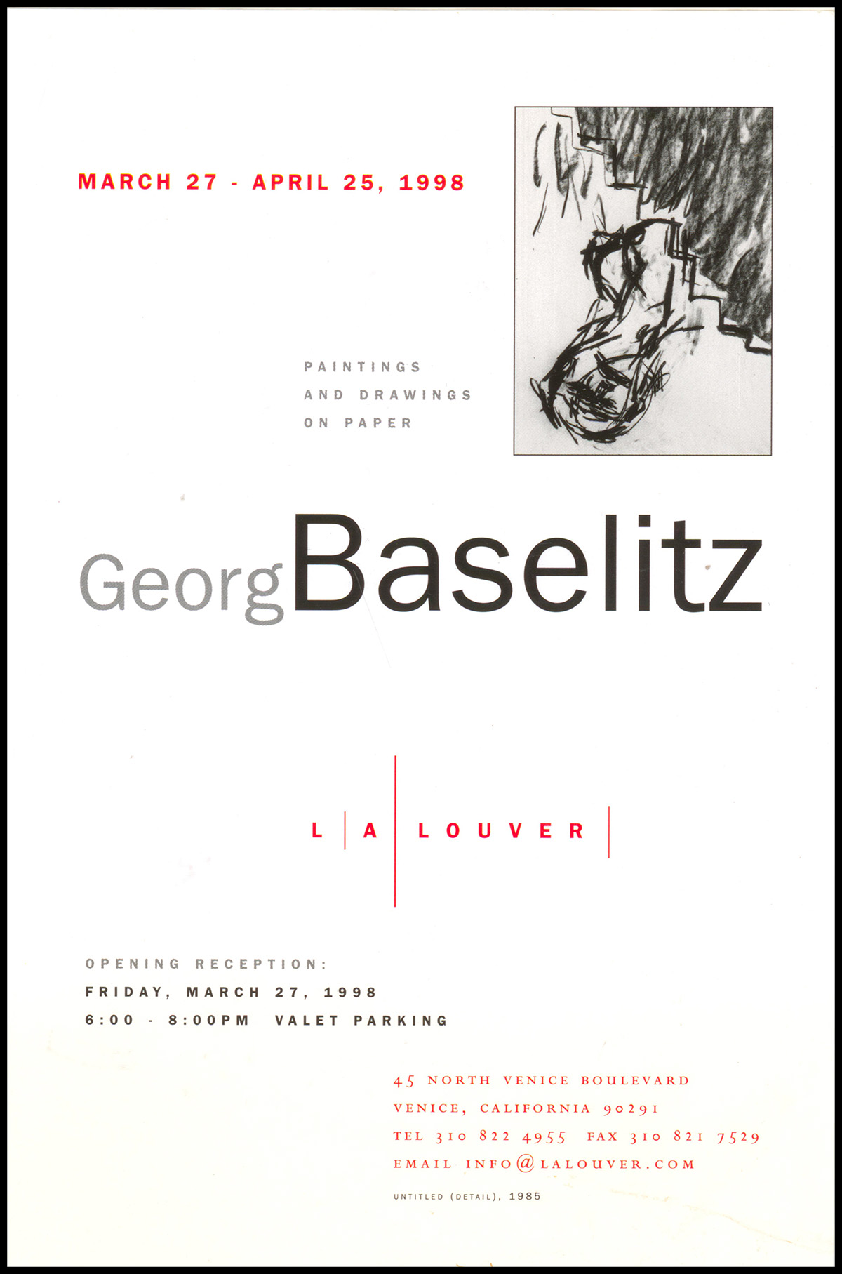 Invitation Card: Paintings and Drawings on Paper: Georg Baselitz