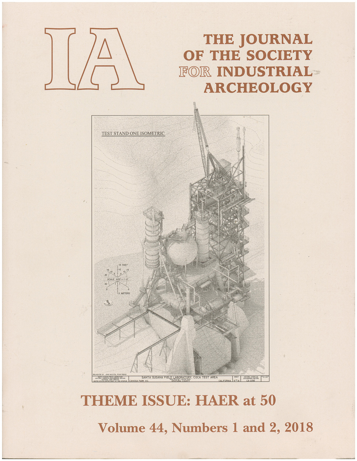 IA: The Journal of the Society for Industrial Archeology: HAER at 50 (Volume 44, Nos 1 and 2, 2018)