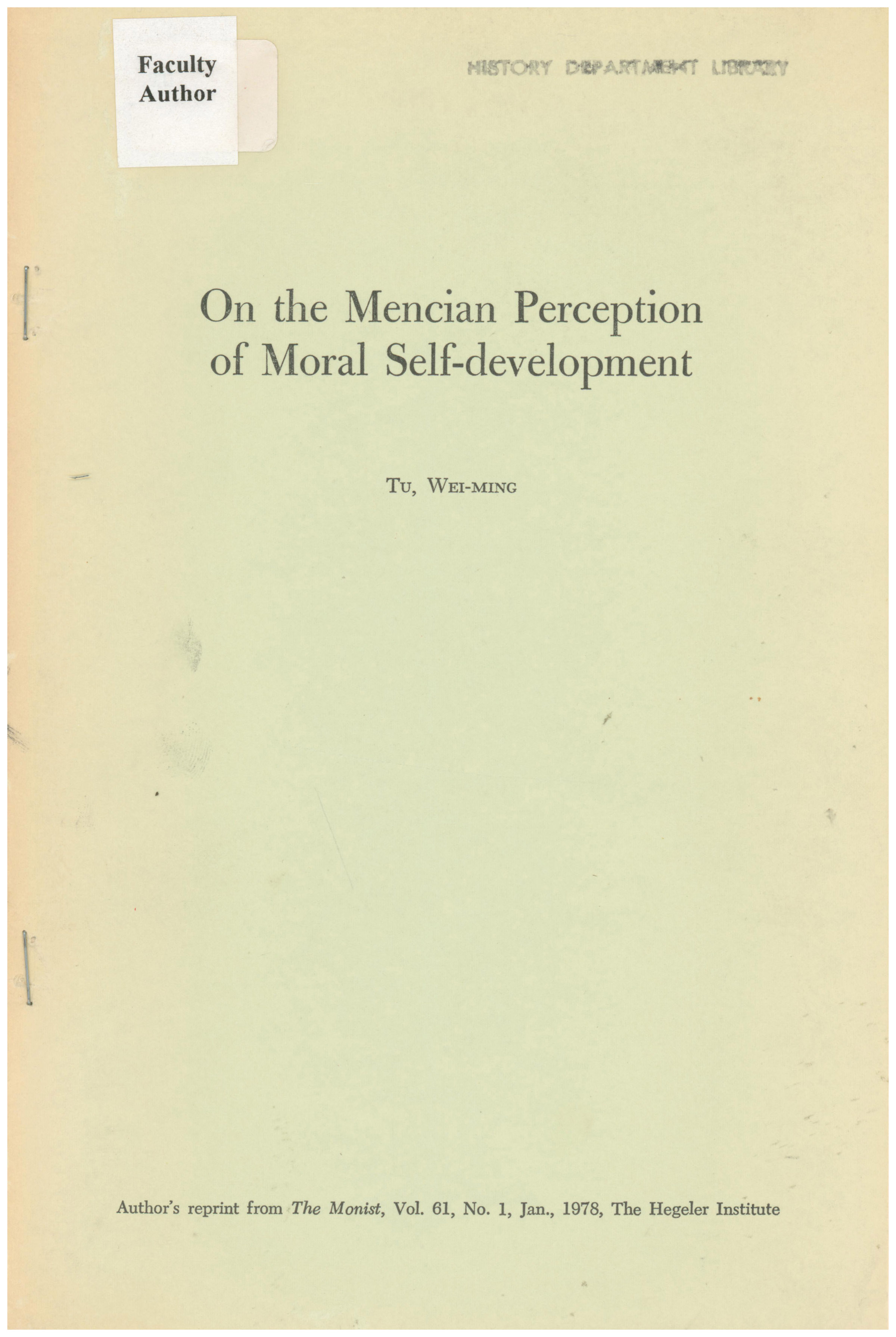 Image for Offprint: On the Mencian Perception of Moral Self-Development Offprint: On the Mencian Perception of Moral Self-Development